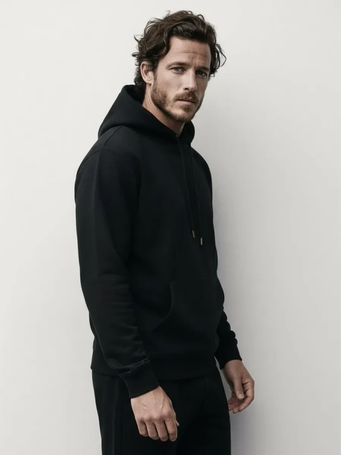 Худи черное с капюшоном с начесом